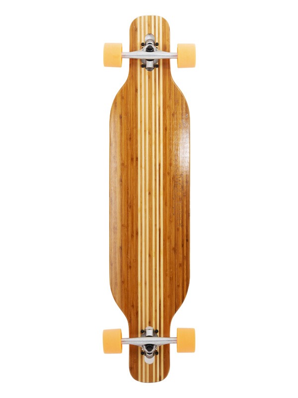 Two Bare Feet "The Brody" 42in Bamboo Series Longboard Skateboard Complete (Orange Wheels)