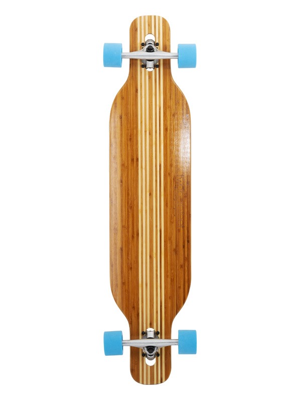 Two Bare Feet "The Brody" 42in Bamboo Series Longboard Skateboard Complete (Blue Wheels)