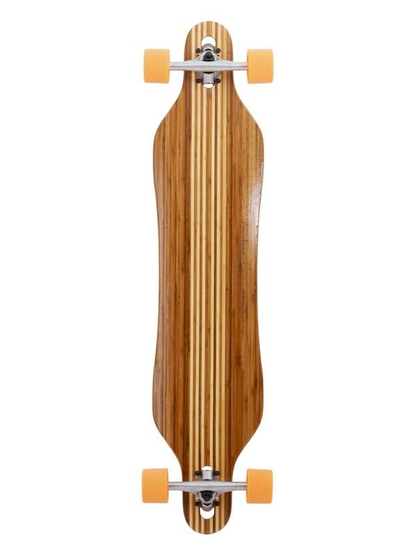 Two Bare Feet "The Brock" 42in Bamboo Series Longboard Skateboard Complete (Orange Wheels)