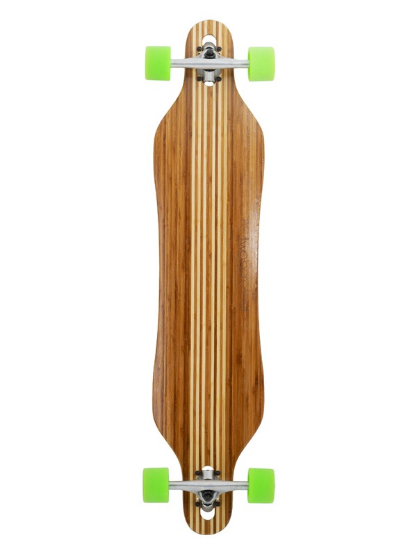 Two Bare Feet "The Brock" 42in Bamboo Series Longboard Skateboard Complete (Green Wheels)