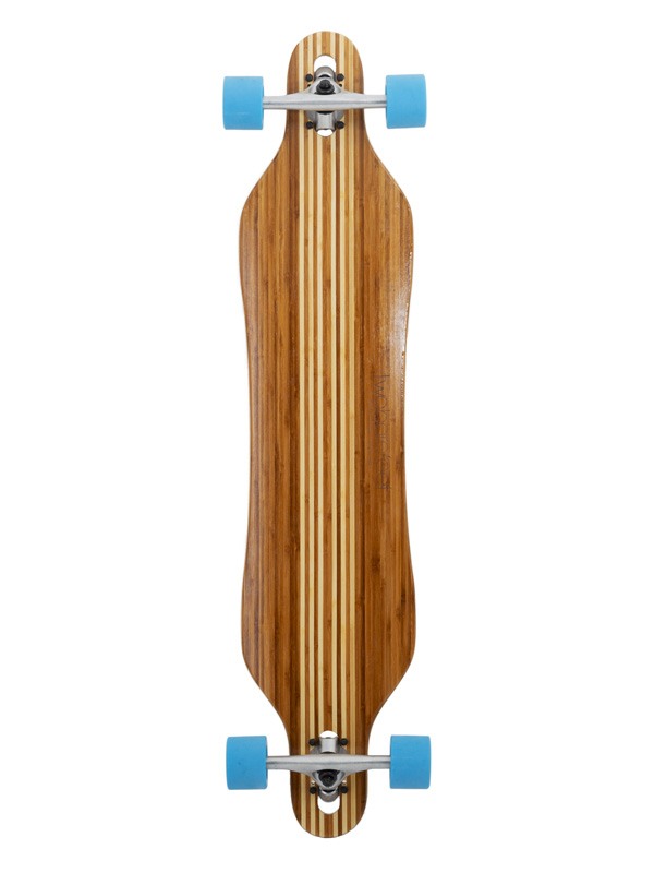 Two Bare Feet "The Brock" 42in Bamboo Series Longboard Skateboard Complete (Blue Wheels)