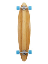 Two Bare Feet "The Chad" 42in Bamboo Series Longboard Skateboard Complete (Blue Wheels)