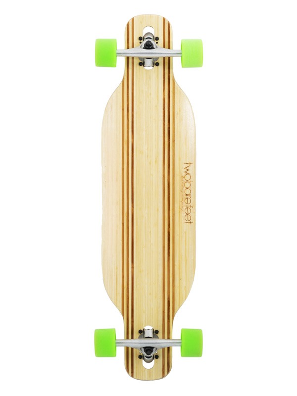 Two Bare Feet "The Bradley" 36in Bamboo Series Longboard Skateboard Complete (Green Wheels)