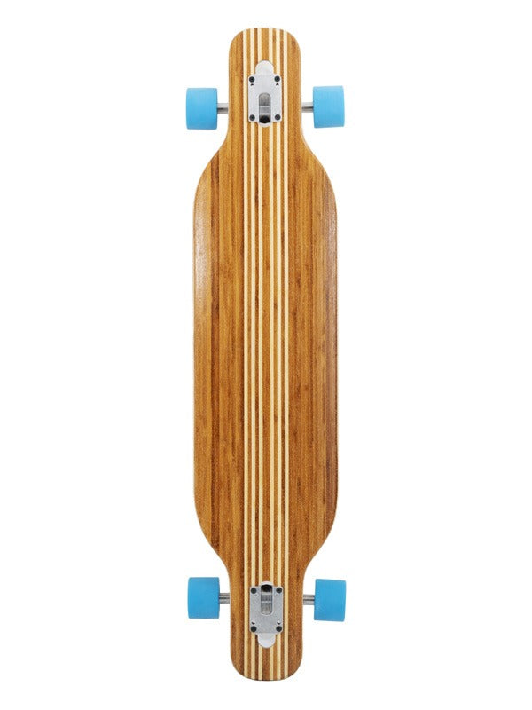 Two Bare Feet "The Brody" 42in Bamboo Series Longboard Skateboard Complete (Blue Wheels)