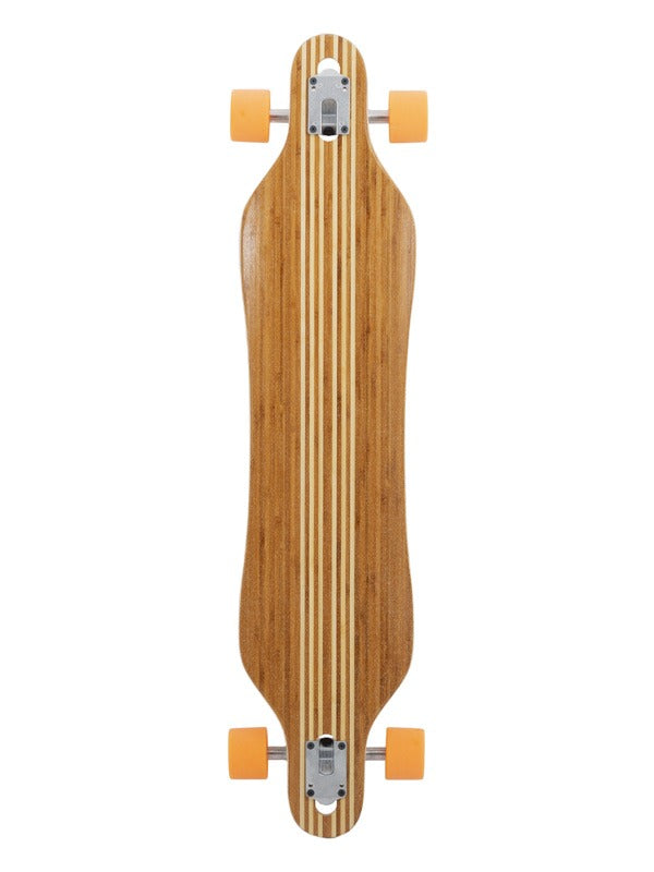 Two Bare Feet "The Brock" 42in Bamboo Series Longboard Skateboard Complete (Orange Wheels)