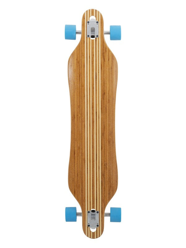 Two Bare Feet "The Brock" 42in Bamboo Series Longboard Skateboard Complete (Blue Wheels)