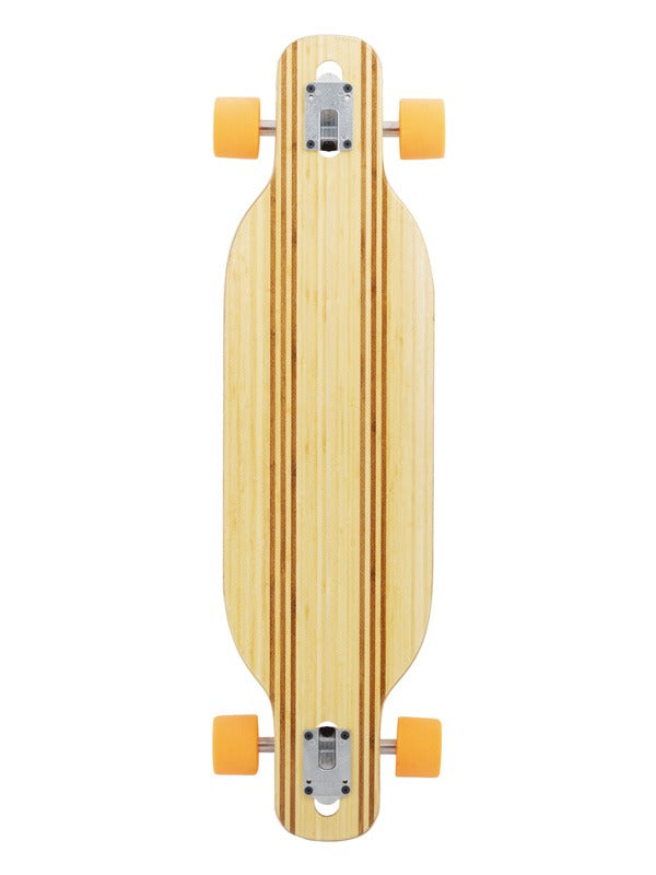 Two Bare Feet "The Bradley" 36in Bamboo Series Longboard Skateboard Complete (Orange Wheels)