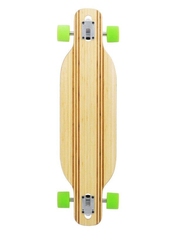Two Bare Feet "The Bradley" 36in Bamboo Series Longboard Skateboard Complete (Green Wheels)
