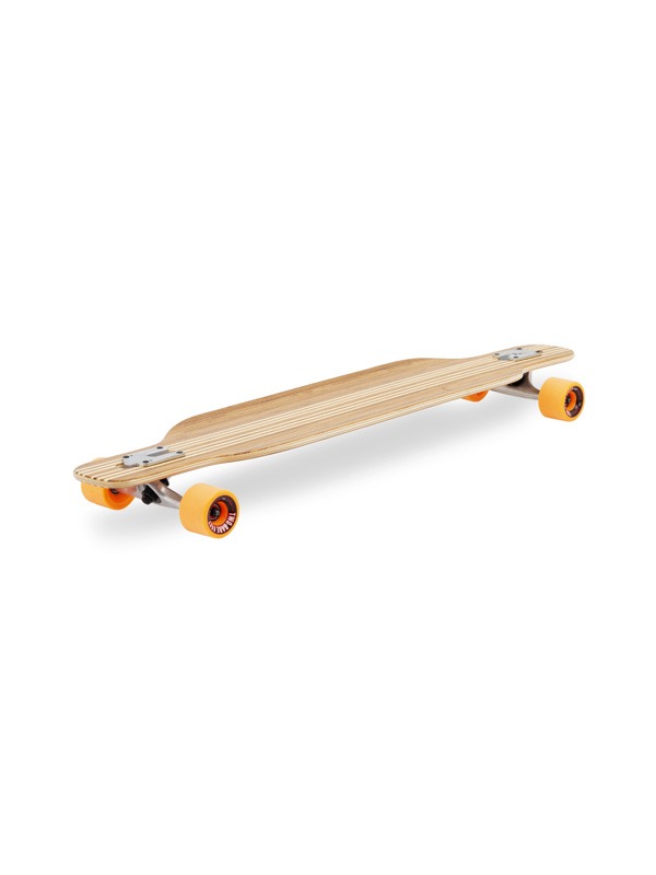 Two Bare Feet "The Brody" 42in Bamboo Series Longboard Skateboard Complete (Orange Wheels)