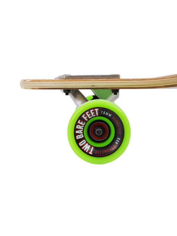 Two Bare Feet "The Brock" 42in Bamboo Series Longboard Skateboard Complete (Green Wheels)