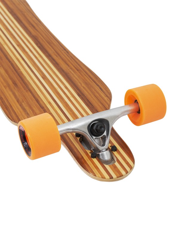 Two Bare Feet "The Brock" 42in Bamboo Series Longboard Skateboard Complete (Orange Wheels)