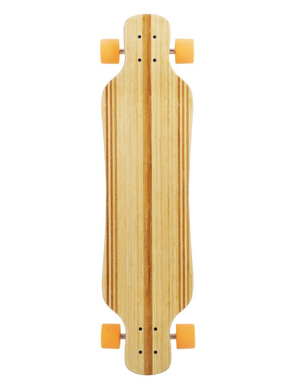 Two Bare Feet "The Larry" 39in Bamboo Series Longboard Skateboard Complete (Orange Wheels)