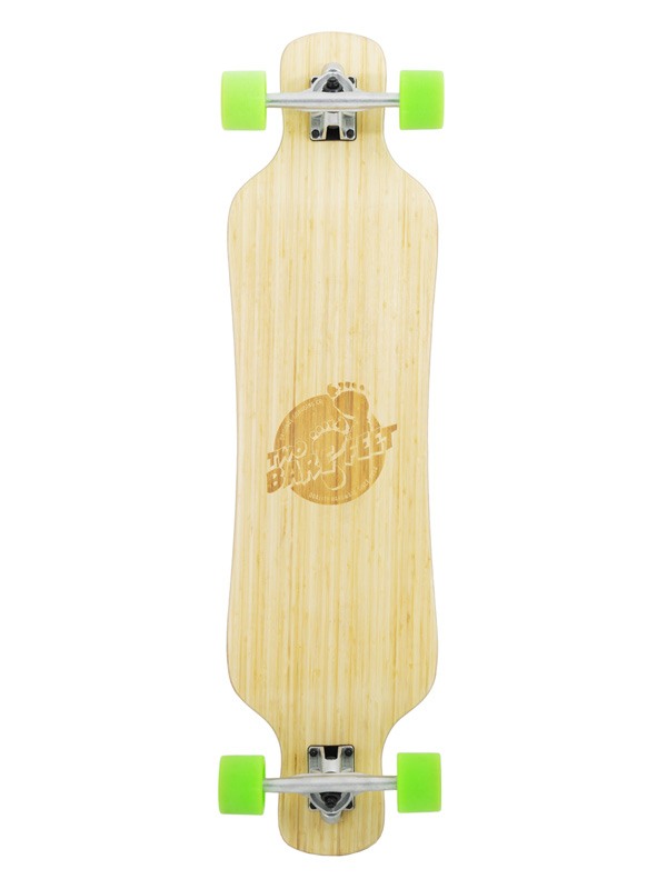 Two Bare Feet "The Larry" 39in Bamboo Series Longboard Skateboard Complete (Green Wheels)