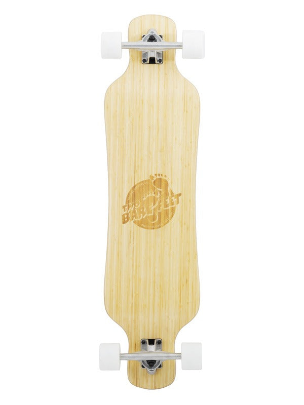 Two Bare Feet "The Larry" 39in Bamboo Series Longboard Skateboard Complete (White Wheels)