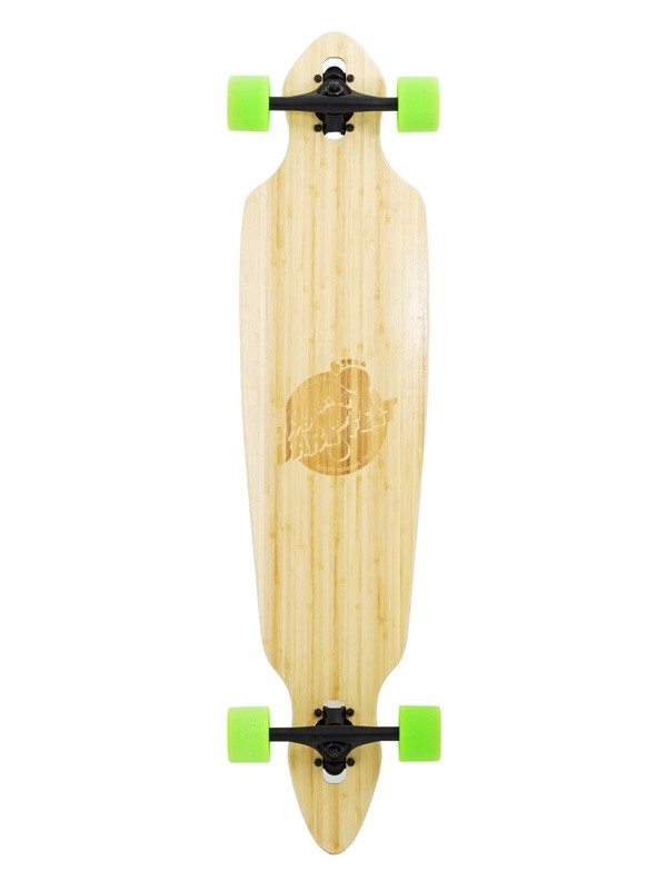 Two Bare Feet "The Duke" 41in Bamboo Series Longboard Skateboard Complete (Green Wheels)