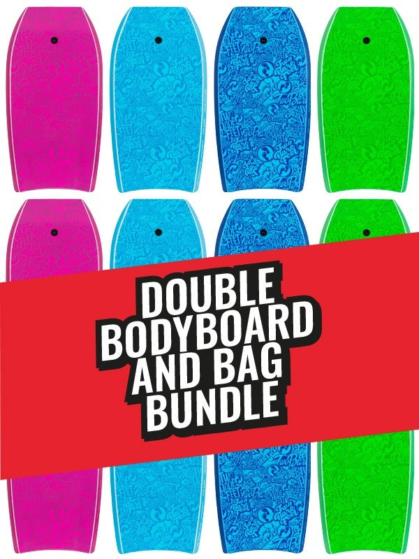Two Bare Feet Classic Pattern Double Bodyboard and Bag Bundle (Choice of 33", 37", 41", 42", 44")
