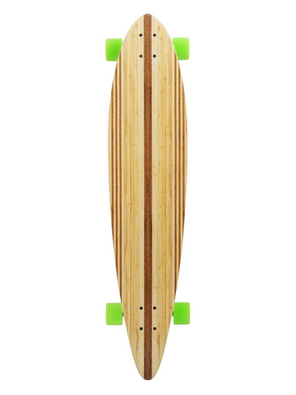 Two Bare Feet "The Chuck" 44in Bamboo Series Longboard Skateboard Complete (Green Wheels)