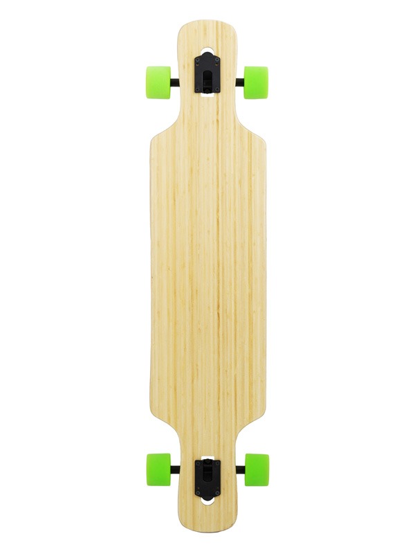Two Bare Feet "The Parker" 42.5in Bamboo Series Longboard Skateboard Complete (Green Wheels)