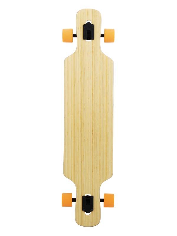 Two Bare Feet "The Parker" 42.5in Bamboo Series Longboard Skateboard Complete (Orange Wheels)
