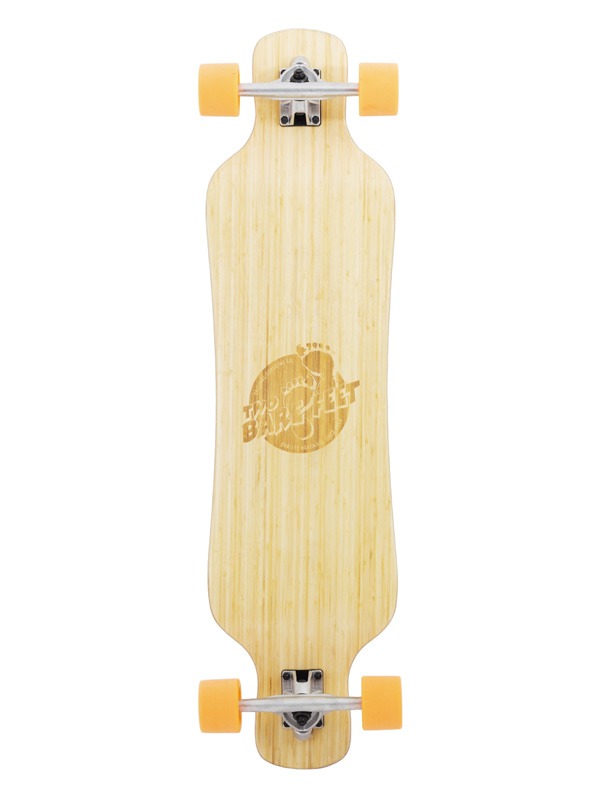 Two Bare Feet "The Larry" 39in Bamboo Series Longboard Skateboard Complete (Orange Wheels)