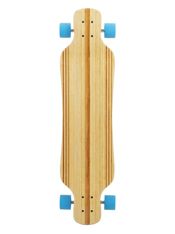 Two Bare Feet "The Larry" 39in Bamboo Series Longboard Skateboard Complete (Blue Wheels)