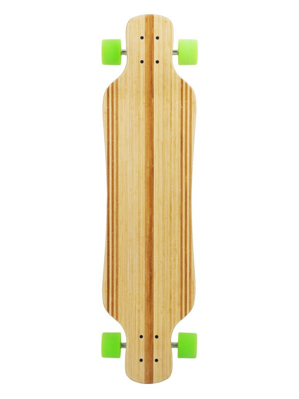 Two Bare Feet "The Larry" 39in Bamboo Series Longboard Skateboard Complete (Green Wheels)