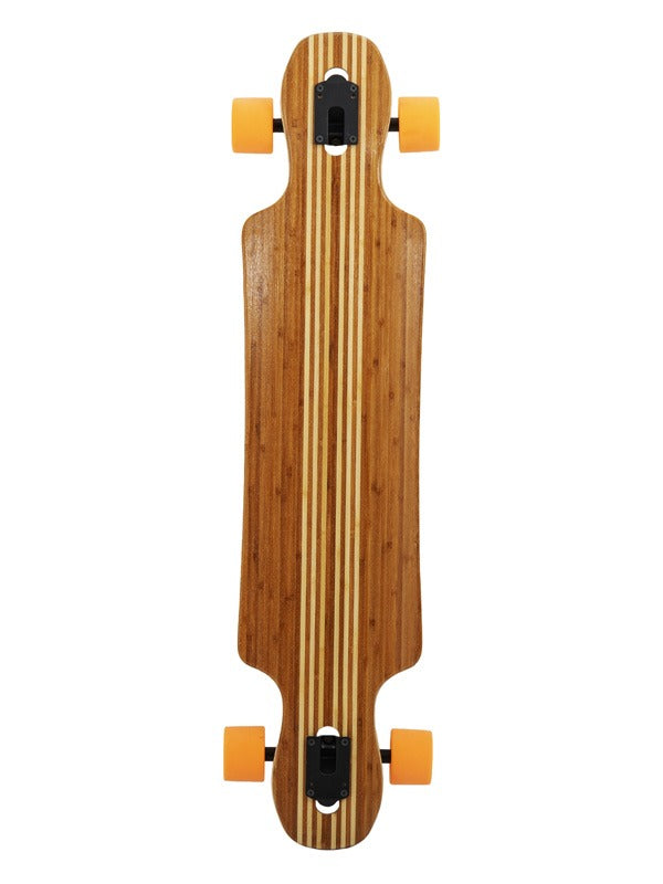 Two Bare Feet "The Hunter" 40in Bamboo Series Longboard Skateboard Complete (Orange Wheels)