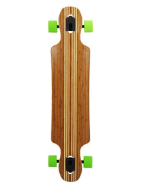 Two Bare Feet "The Hunter" 40in Bamboo Series Longboard Skateboard Complete (Green Wheels)