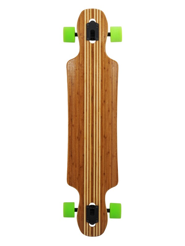 Two Bare Feet "The Hunter" 40in Bamboo Series Longboard Skateboard Complete (Green Wheels)