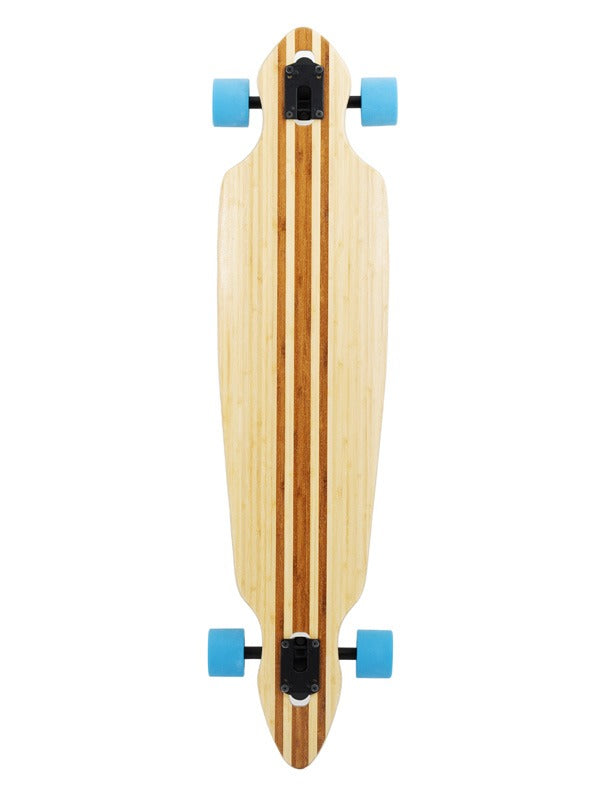 Two Bare Feet "The Duke" 41in Bamboo Series Longboard Skateboard Complete (Blue Wheels)