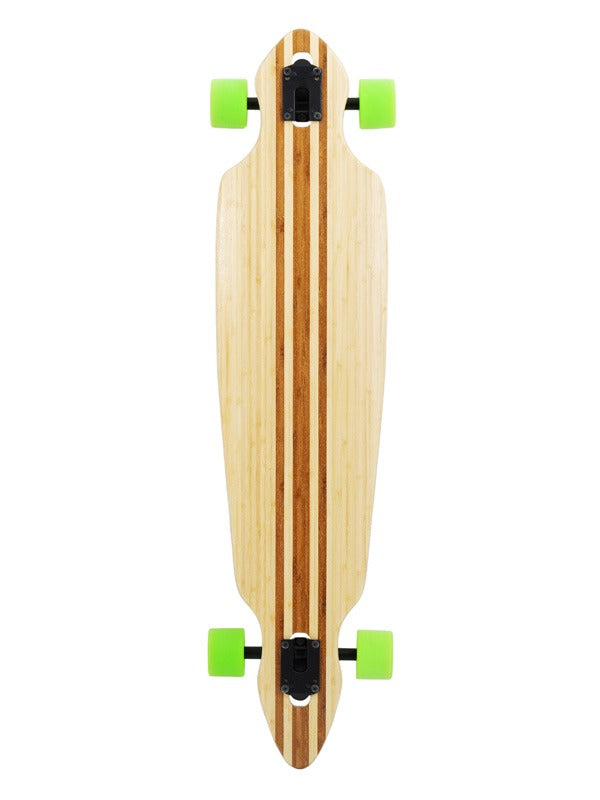 Two Bare Feet "The Duke" 41in Bamboo Series Longboard Skateboard Complete (Green Wheels)