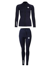 Two Bare Feet Womens Silicone Print Series 2.5mm Wetsuit Jacket & Pants Set (Black)