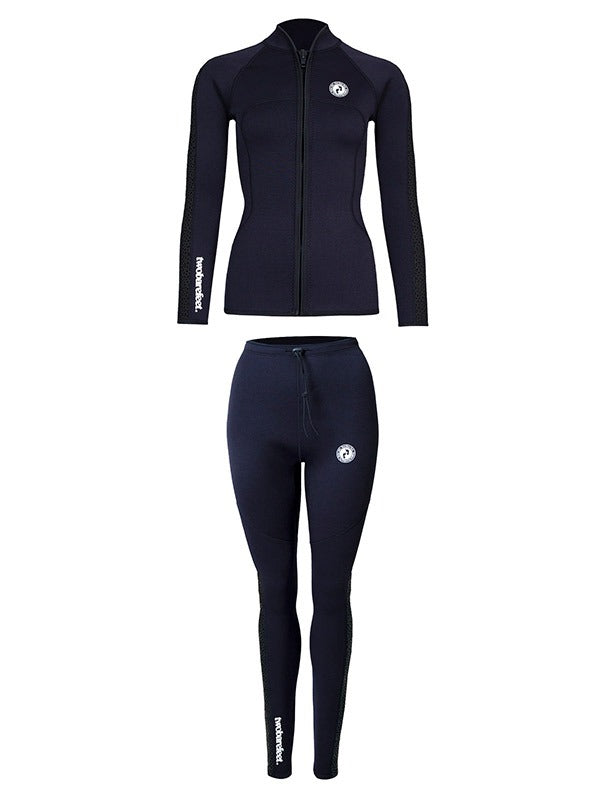 Two Bare Feet Womens Silicone Print Series 2.5mm Wetsuit Jacket & Pants Set (Black)