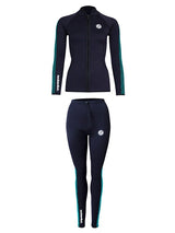 Two Bare Feet Womens Silicone Print Series 2.5mm Wetsuit Jacket & Pants Set (Black/Mint)