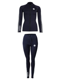 Two Bare Feet Womens Silicone Print Series 2.5mm Wetsuit Jacket & Pants Set (Black/White)