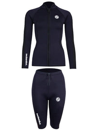 Two Bare Feet Womens Silicone Print Series 2.5mm Wetsuit Jacket & Shorts Set (Black)
