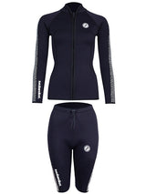 Two Bare Feet Womens Silicone Print Series 2.5mm Wetsuit Jacket & Shorts Set (Black/White)