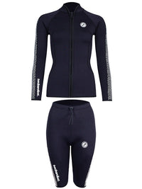 Two Bare Feet Womens Silicone Print Series 2.5mm Wetsuit Jacket & Shorts Set (Black/White)