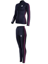 Two Bare Feet Womens Silicone Print Series 2.5mm Wetsuit Jacket & Pants Set (Black/Raspberry)