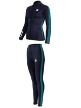 Two Bare Feet Womens Silicone Print Series 2.5mm Wetsuit Jacket & Pants Set (Black/Mint)