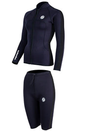 Two Bare Feet Womens Silicone Print Series 2.5mm Wetsuit Jacket & Shorts Set (Black)