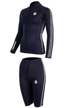 Two Bare Feet Womens Silicone Print Series 2.5mm Wetsuit Jacket & Shorts Set (Black/White)