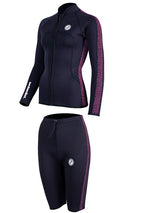 Two Bare Feet Womens Silicone Print Series 2.5mm Wetsuit Jacket & Shorts Set (Black/Raspberry)