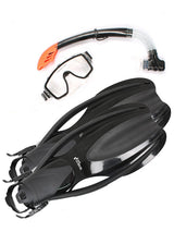 Two Bare Feet Adult Silicone Mask, Snorkel & F75 Fins 3 Piece Diving Set 1 (Black)