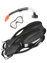 Two Bare Feet Adult Silicone Mask, Snorkel & F75 Fins 3 Piece Diving Set 3 (Black)