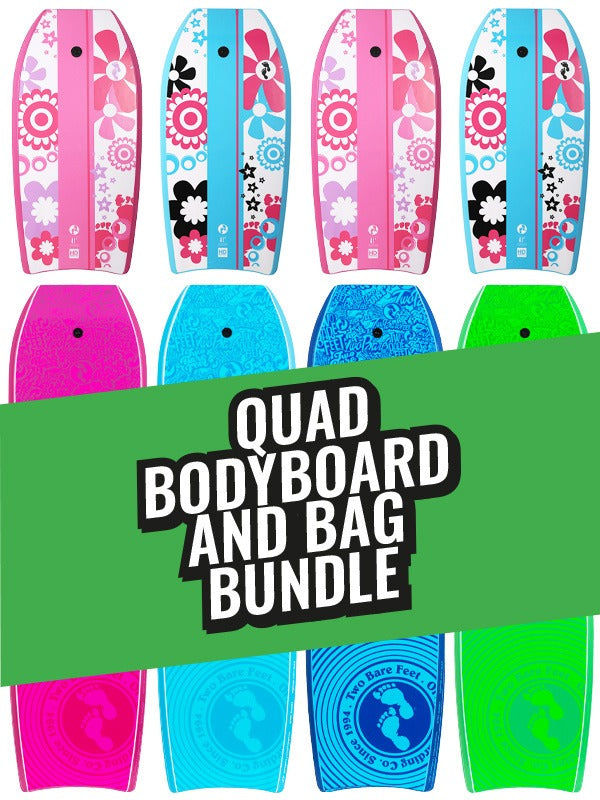 Two Bare Feet Flowers Quad Bodyboard & Bag Bundle