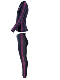 Two Bare Feet Womens Silicone Print Series 2.5mm Wetsuit Jacket & Pants Set (Black/Raspberry)