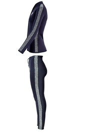 Two Bare Feet Womens Silicone Print Series 2.5mm Wetsuit Jacket & Pants Set (Black/White)