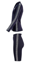 Two Bare Feet Womens Silicone Print Series 2.5mm Wetsuit Jacket & Shorts Set (Black/White)