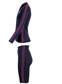 Two Bare Feet Womens Silicone Print Series 2.5mm Wetsuit Jacket & Shorts Set (Black/Raspberry)